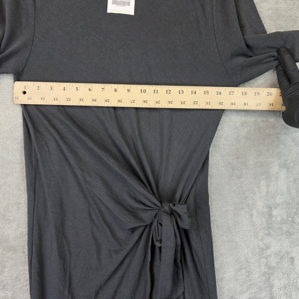Zara Trafaluc Dress Womens Small Gray Knot Front Midi Short Sleeve Casual S/S18 - Picture 6 of 11